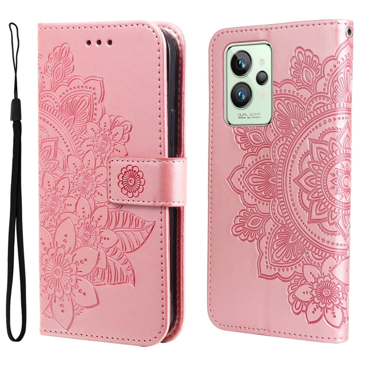 For OPPO Realme GT2 Pro 7-petal Flowers Embossing Pattern Horizontal Flip Leather Case