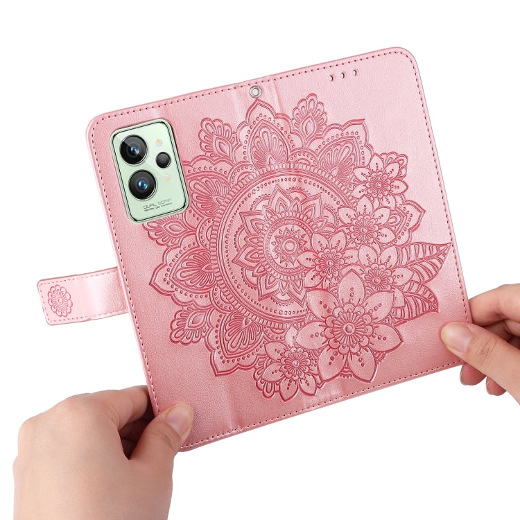 For OPPO Realme GT2 Pro 7-petal Flowers Embossing Pattern Horizontal Flip Leather Case
