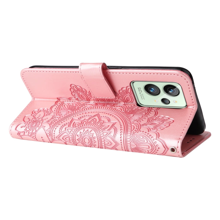 For OPPO Realme GT2 Pro 7-petal Flowers Embossing Pattern Horizontal Flip Leather Case