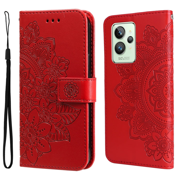 For OPPO Realme GT2 Pro 7-petal Flowers Embossing Pattern Horizontal Flip Leather Case