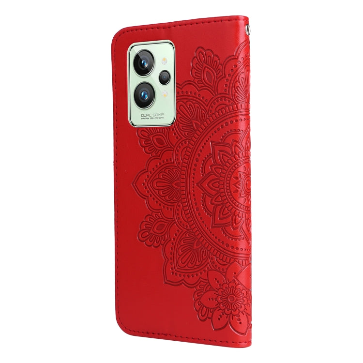 For OPPO Realme GT2 Pro 7-petal Flowers Embossing Pattern Horizontal Flip Leather Case