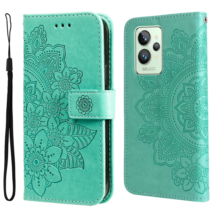 For OPPO Realme GT2 Pro 7-petal Flowers Embossing Pattern Horizontal Flip Leather Case