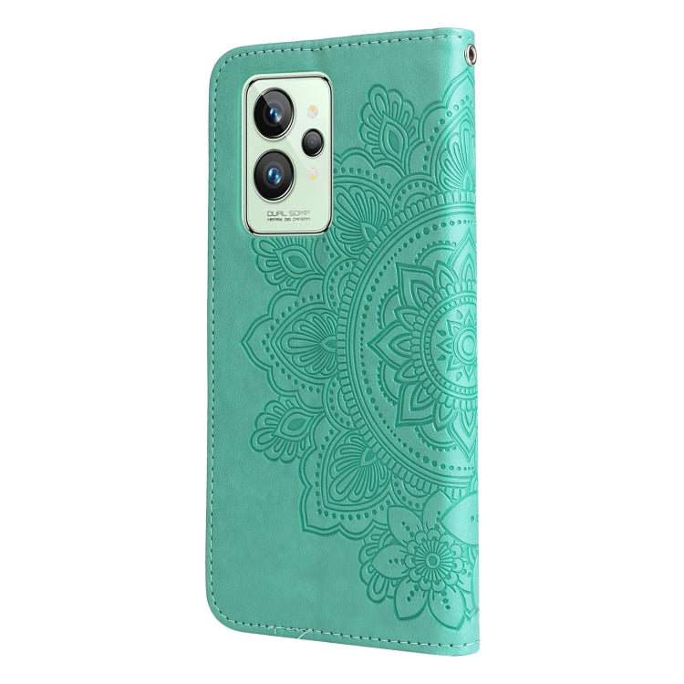 For OPPO Realme GT2 Pro 7-petal Flowers Embossing Pattern Horizontal Flip Leather Case