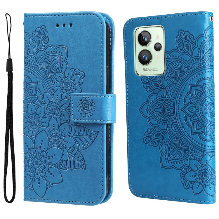 For OPPO Realme GT2 Pro 7-petal Flowers Embossing Pattern Horizontal Flip Leather Case