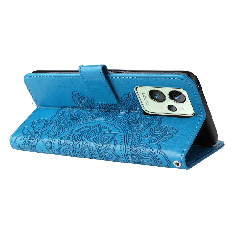 For OPPO Realme GT2 Pro 7-petal Flowers Embossing Pattern Horizontal Flip Leather Case