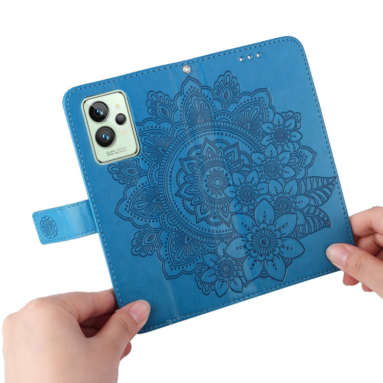 For OPPO Realme GT2 Pro 7-petal Flowers Embossing Pattern Horizontal Flip Leather Case