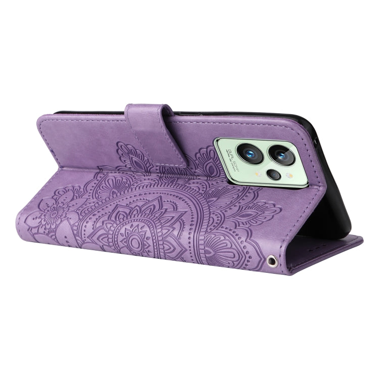 For OPPO Realme GT2 Pro 7-petal Flowers Embossing Pattern Horizontal Flip Leather Case