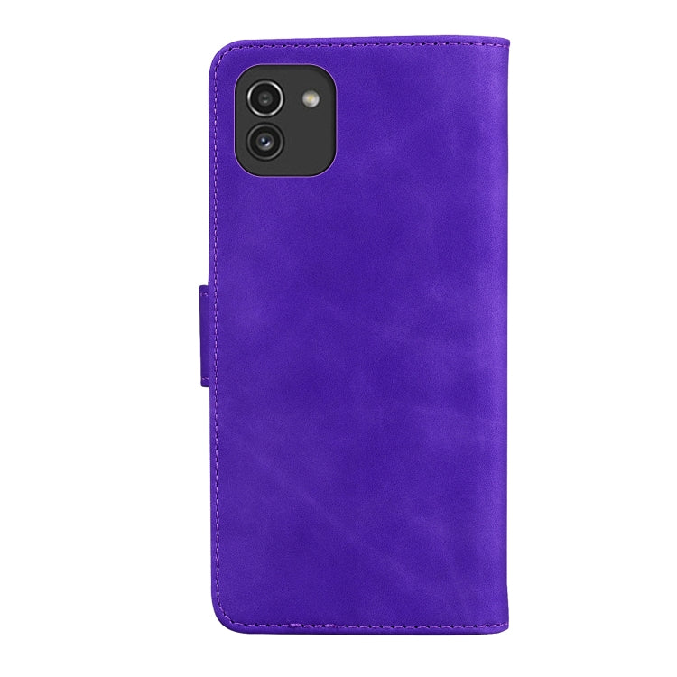 For Samsung Galaxy A03 166mm Skin Feel Pure Color Flip Leather Phone Case