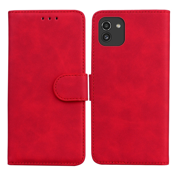 For Samsung Galaxy A03 166mm Skin Feel Pure Color Flip Leather Phone Case