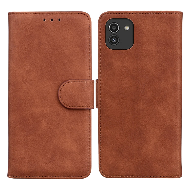For Samsung Galaxy A03 166mm Skin Feel Pure Color Flip Leather Phone Case