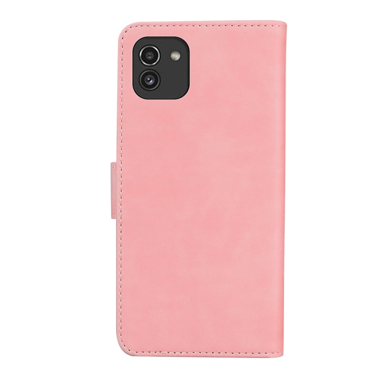 For Samsung Galaxy A03 164mm Skin Feel Pure Color Flip Leather Phone Case