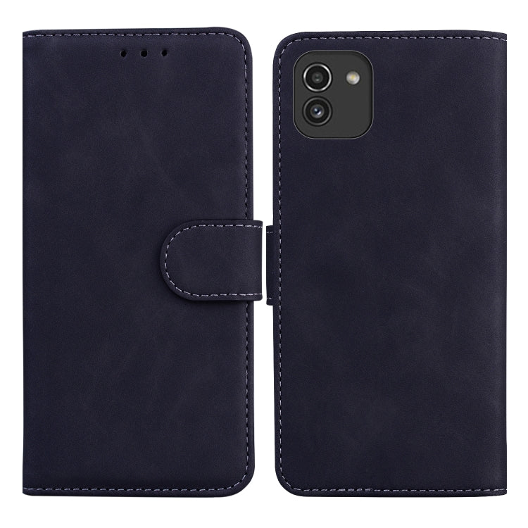For Samsung Galaxy A03 164mm Skin Feel Pure Color Flip Leather Phone Case