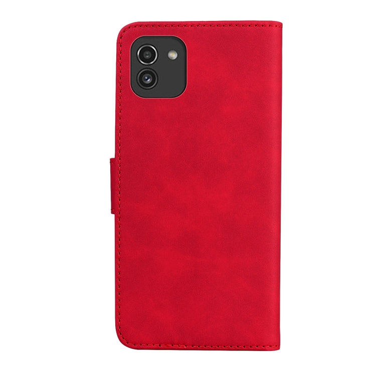 For Samsung Galaxy A03 164mm Skin Feel Pure Color Flip Leather Phone Case