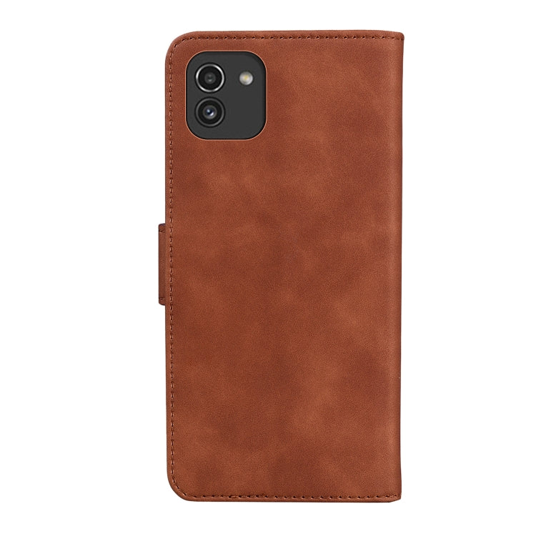For Samsung Galaxy A03 164mm Skin Feel Pure Color Flip Leather Phone Case