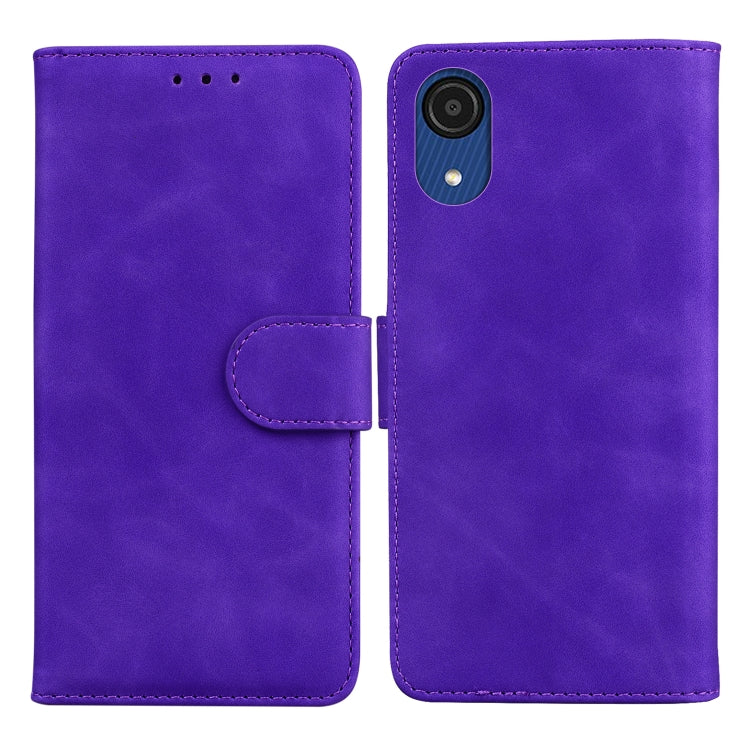 For Samsung Galaxy A03 Core Skin Feel Pure Color Flip Leather Phone Case