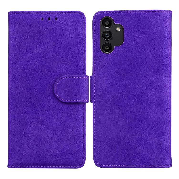 For Samsung Galaxy A13 4G Skin Feel Pure Color Flip Leather Phone Case
