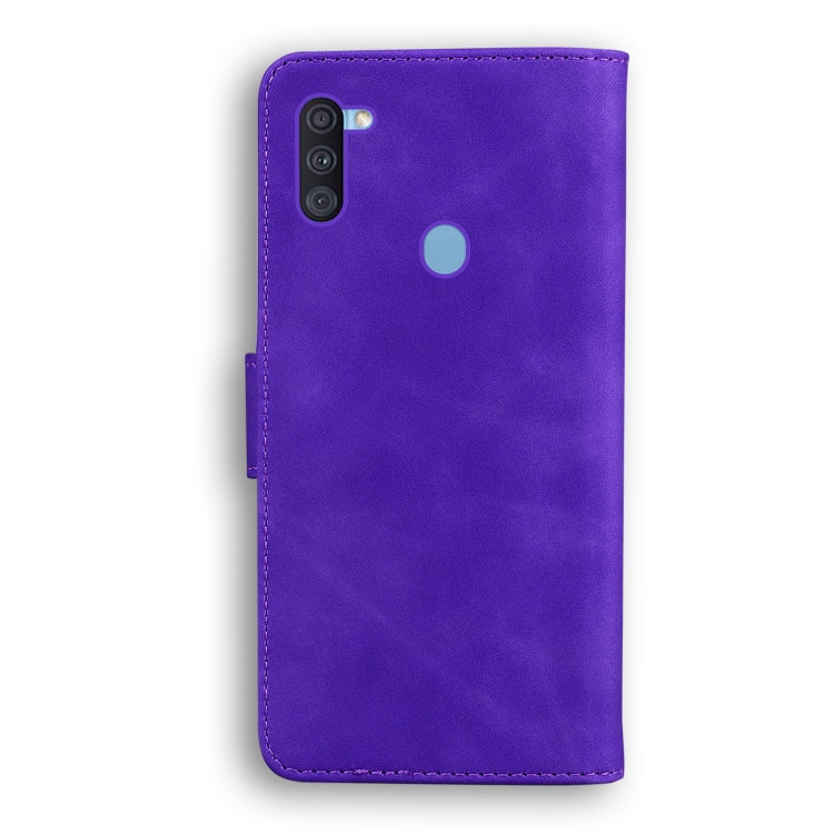 For Samsung Galaxy A11 EU Version Skin Feel Pure Color Flip Leather Phone Case