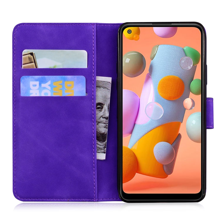 For Samsung Galaxy A11 EU Version Skin Feel Pure Color Flip Leather Phone Case