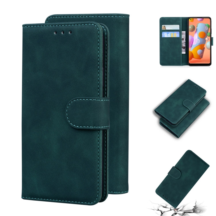 For Samsung Galaxy A11 EU Version Skin Feel Pure Color Flip Leather Phone Case