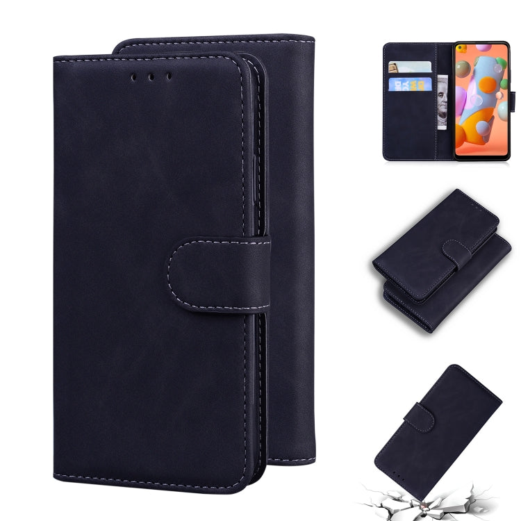 For Samsung Galaxy A11 EU Version Skin Feel Pure Color Flip Leather Phone Case