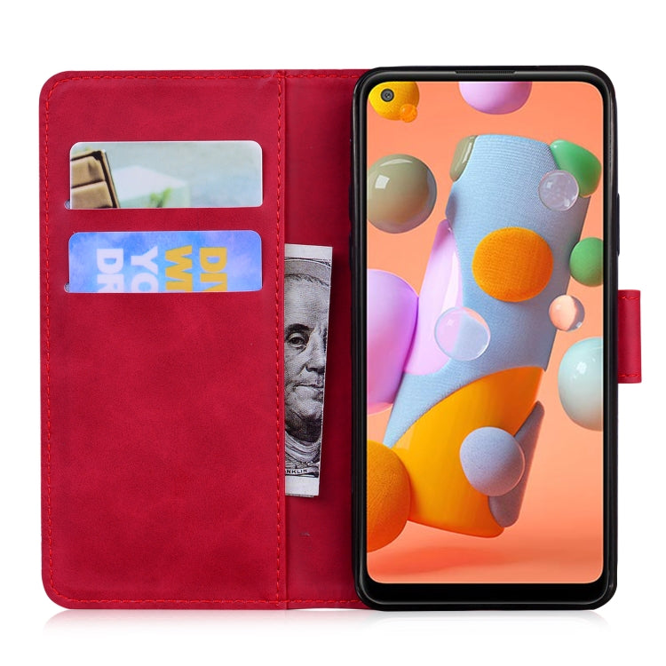 For Samsung Galaxy A11 EU Version Skin Feel Pure Color Flip Leather Phone Case