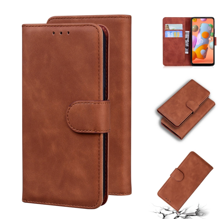 For Samsung Galaxy A11 EU Version Skin Feel Pure Color Flip Leather Phone Case