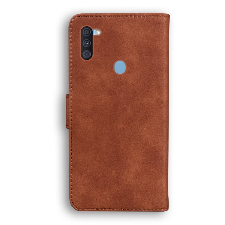 For Samsung Galaxy A11 EU Version Skin Feel Pure Color Flip Leather Phone Case