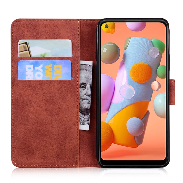 For Samsung Galaxy A11 EU Version Skin Feel Pure Color Flip Leather Phone Case