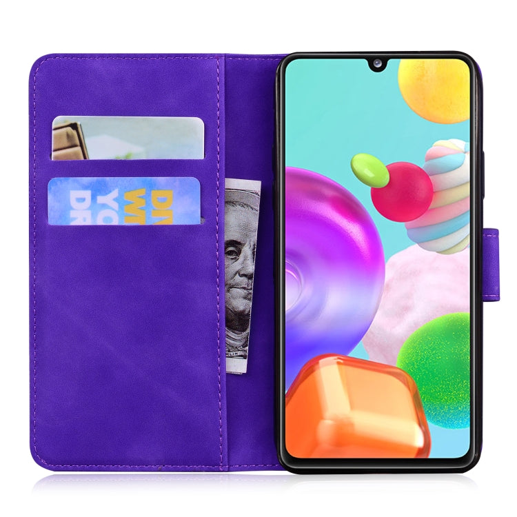 For Samsung Galaxy A41 Skin Feel Pure Color Flip Leather Phone Case