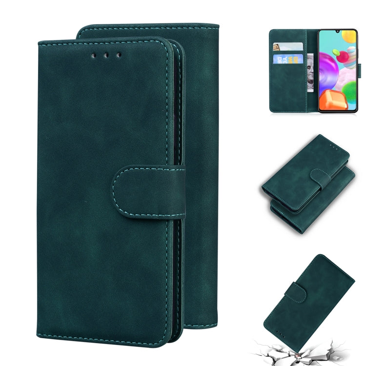 For Samsung Galaxy A41 Skin Feel Pure Color Flip Leather Phone Case