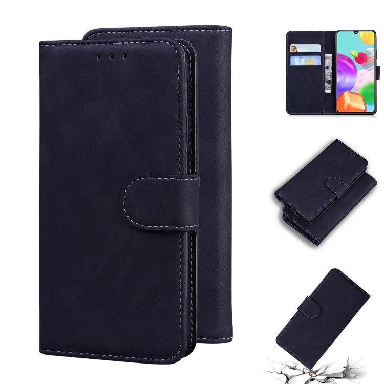 For Samsung Galaxy A41 Skin Feel Pure Color Flip Leather Phone Case