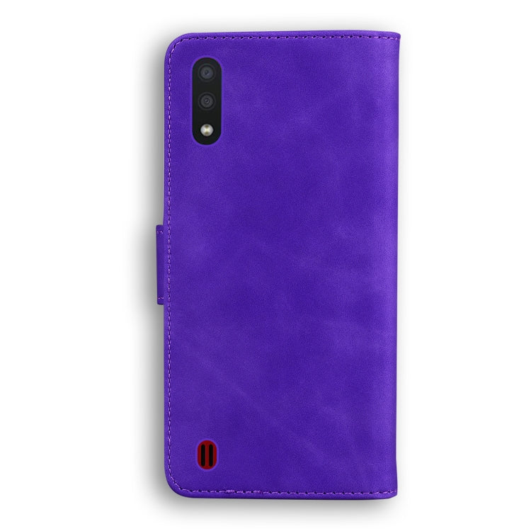 For Samsung Galaxy A01 Skin Feel Pure Color Flip Leather Phone Case