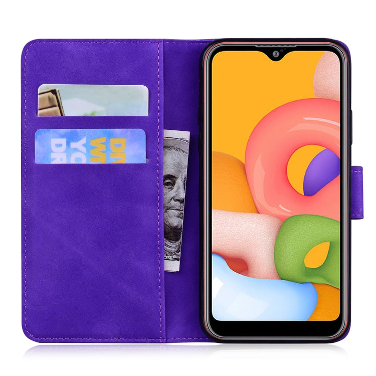 For Samsung Galaxy A01 Skin Feel Pure Color Flip Leather Phone Case