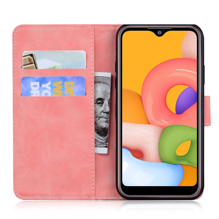For Samsung Galaxy A01 Skin Feel Pure Color Flip Leather Phone Case