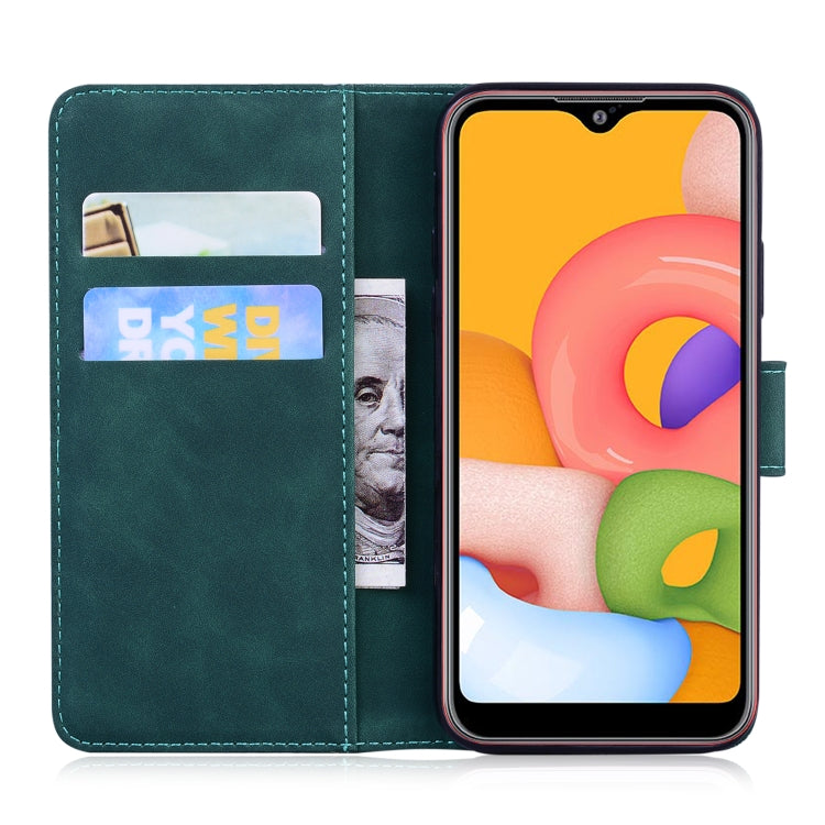 For Samsung Galaxy A01 Skin Feel Pure Color Flip Leather Phone Case