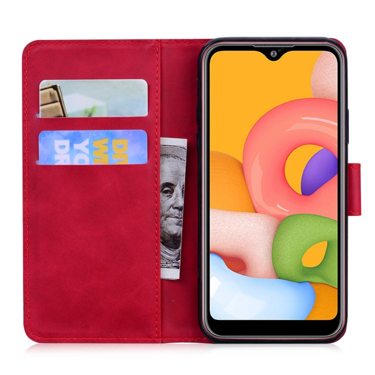 For Samsung Galaxy A01 Skin Feel Pure Color Flip Leather Phone Case