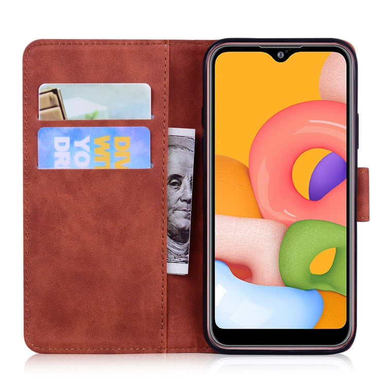 For Samsung Galaxy A01 Skin Feel Pure Color Flip Leather Phone Case