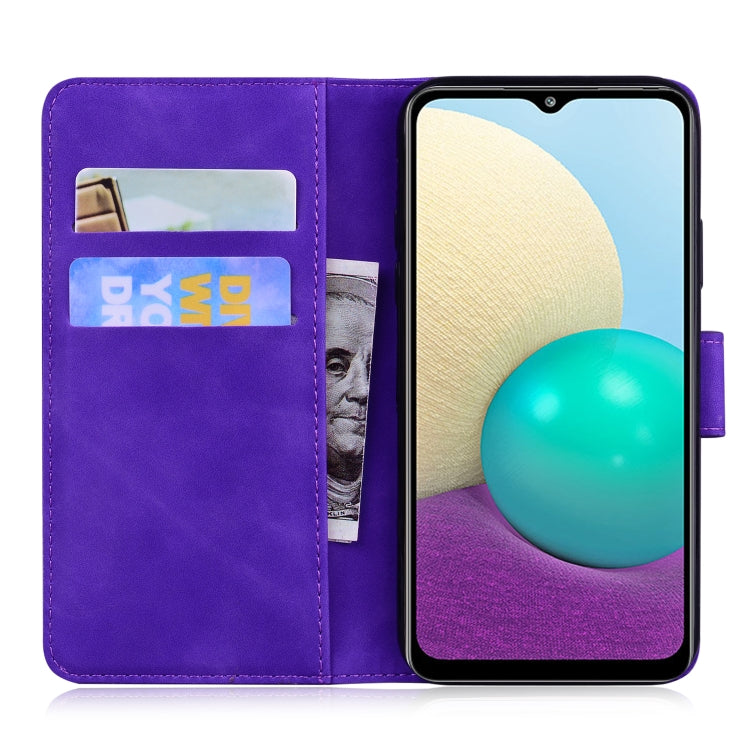 For Samsung Galaxy A02 / M02 Skin Feel Pure Color Flip Leather Phone Case