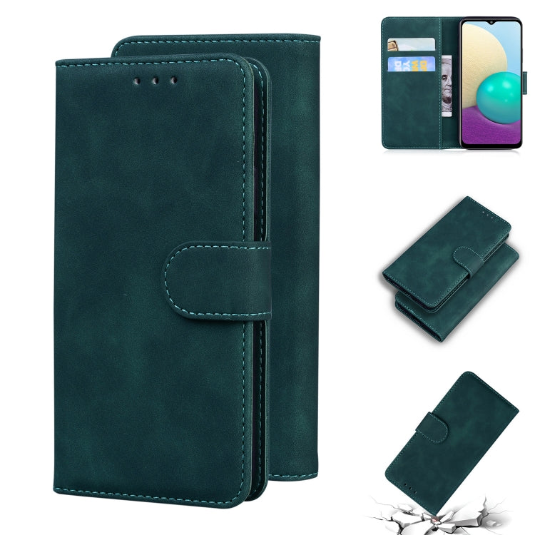 For Samsung Galaxy A02 / M02 Skin Feel Pure Color Flip Leather Phone Case