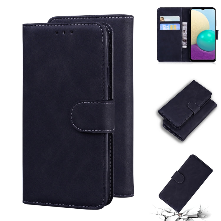 For Samsung Galaxy A02 / M02 Skin Feel Pure Color Flip Leather Phone Case