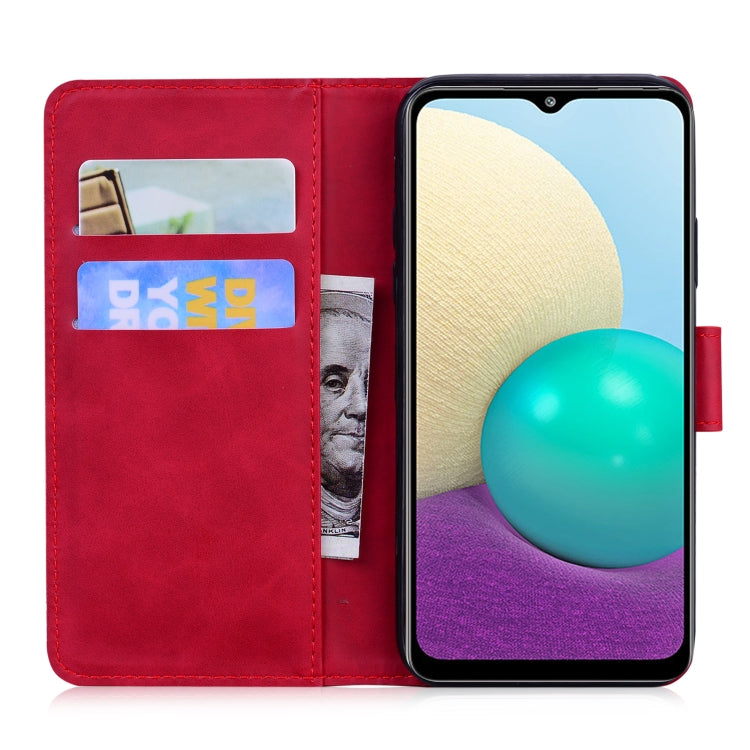 For Samsung Galaxy A02 / M02 Skin Feel Pure Color Flip Leather Phone Case
