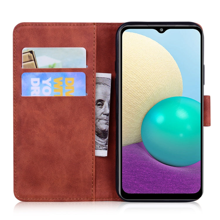 For Samsung Galaxy A02 / M02 Skin Feel Pure Color Flip Leather Phone Case