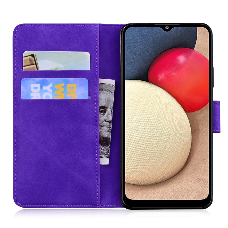 For Samsung Galaxy A02s 164.2mm Skin Feel Pure Color Flip Leather Phone Case
