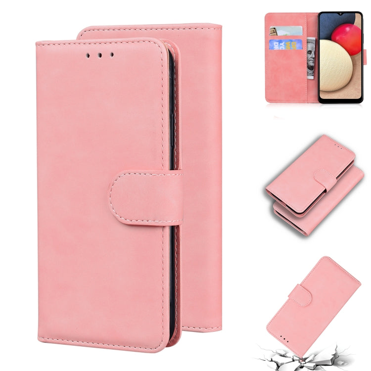 For Samsung Galaxy A02s 164.2mm Skin Feel Pure Color Flip Leather Phone Case