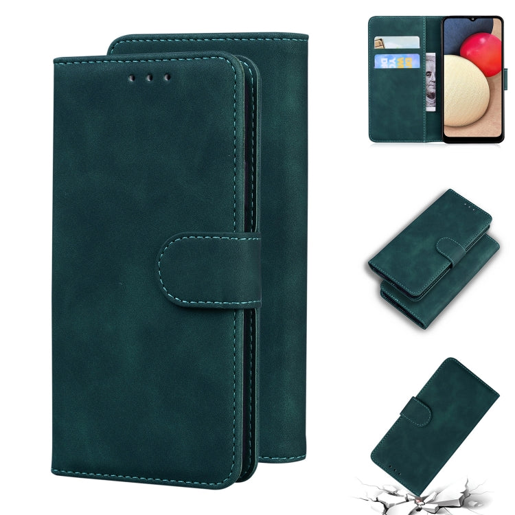 For Samsung Galaxy A02s 164.2mm Skin Feel Pure Color Flip Leather Phone Case