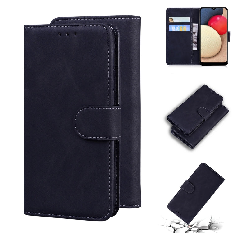 For Samsung Galaxy A02s 164.2mm Skin Feel Pure Color Flip Leather Phone Case