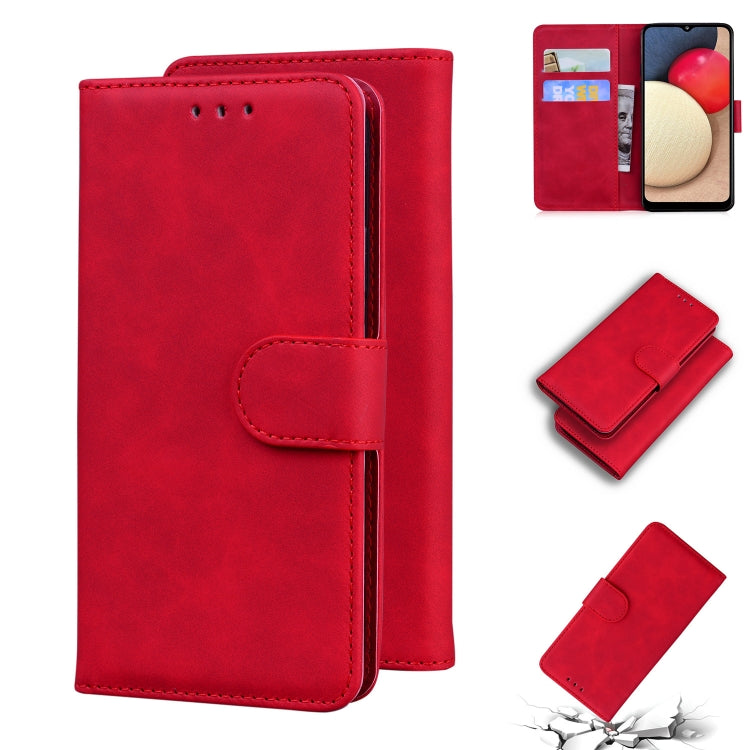For Samsung Galaxy A02s 164.2mm Skin Feel Pure Color Flip Leather Phone Case