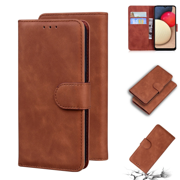 For Samsung Galaxy A02s 164.2mm Skin Feel Pure Color Flip Leather Phone Case