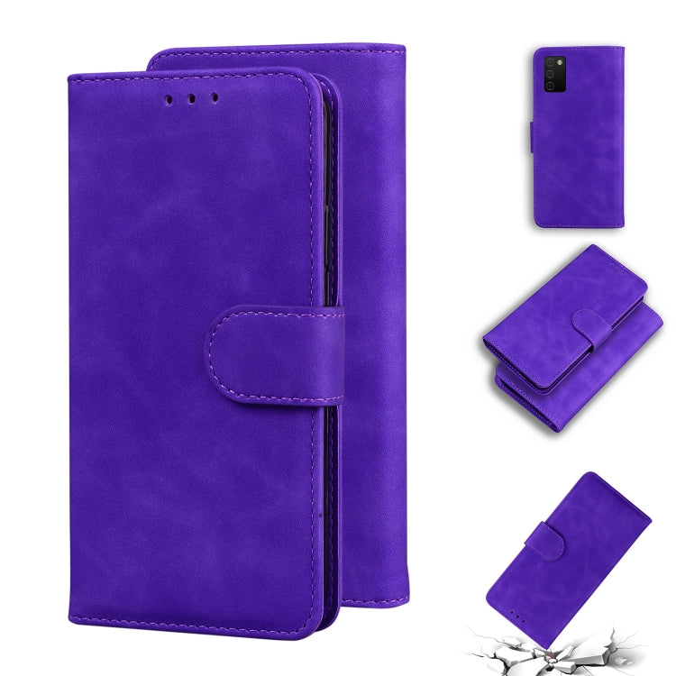 For Samsung Galaxy A03s 164.2mm Skin Feel Pure Color Flip Leather Phone Case