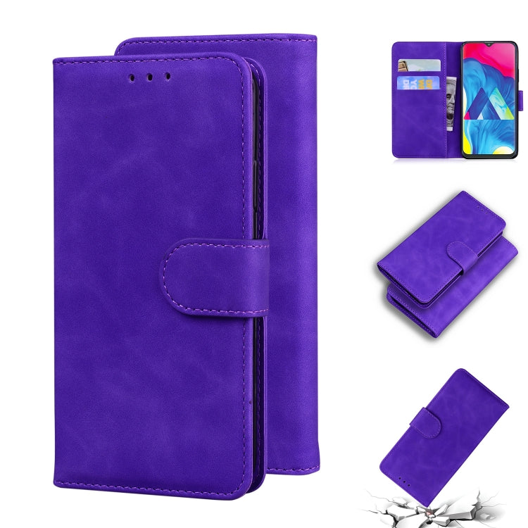 For Samsung Galaxy A10 / M10 Skin Feel Pure Color Flip Leather Phone Case